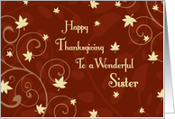 Happy Thanksgiving for Sister Card - Red Yellow Fall Leaves card