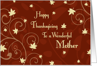 Happy Thanksgiving for Mother Card - Red Yellow Fall Leaves card