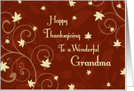 Happy Thanksgiving for Grandma Card - Red Yellow Fall Leaves card