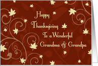 Happy Thanksgiving for Grandparents Card - Red Yellow Fall Leaves card