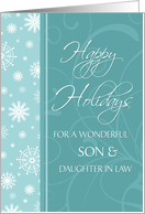 Happy Holidays Christmas for Son & Daughter in Law Card - Turquoise Snowflakes card