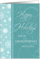 Happy Holidays Christmas for Grandparents Card - Turquoise Snowflakes card