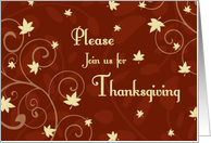 Thanksgiving Invitation Card - Red Yellow Leaves card