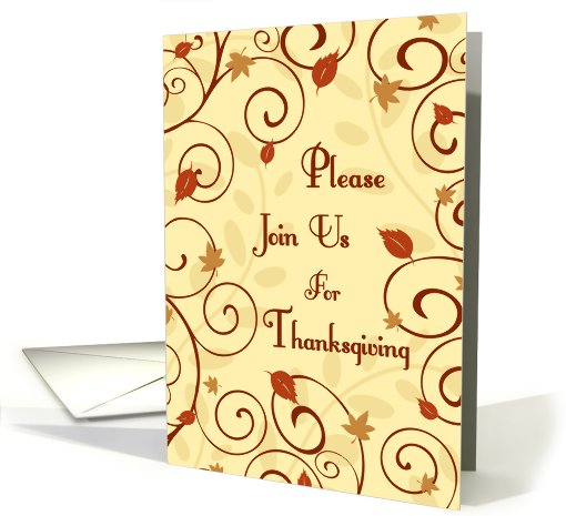 Thanksgiving Invitation Card - Fall Leaves & Swirls card (705011)