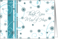 Maid of Honor Thank You Winter Wedding Card - Turquoise White Snow card