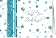 Bridesmaid Thank You Winter Wedding Card - Turquoise White Snow card