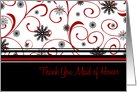 Maid of Honor Thank You Winter Wedding Card - Red Black & White card