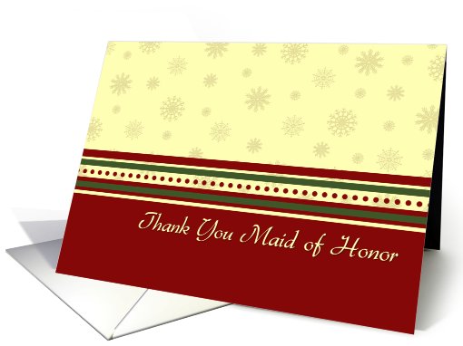 Maid of Honor Thank You Winter Wedding Card - Red Green & Yellow card