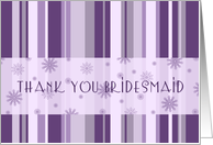 Bridesmaid Thank You Winter Wedding Card - Purple Stripes & Snow card