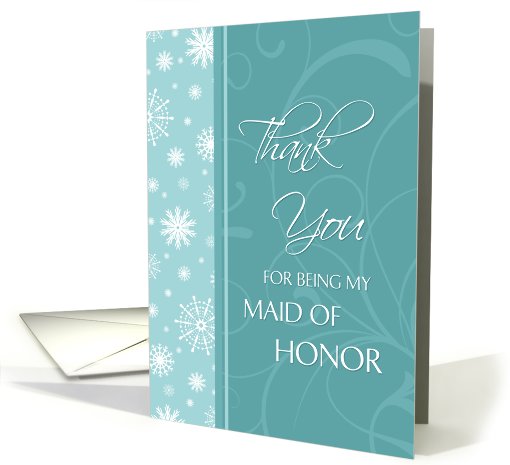 Maid of Honor Thank You Winter Wedding Card - Turquoise... (705919)