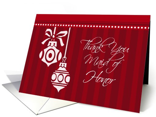 Maid of Honor Thank You Christmas Wedding Card - Red White... (705920)