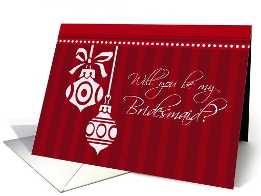 Bridesmaid Invitation Christmas Wedding Card - Red White... (705948)