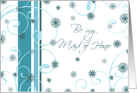 Maid of Honor Invitation Christmas Wedding Card - Turquoise Snowflakes card