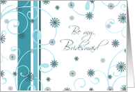 Bridesmaid Invitation Christmas Wedding Card - Turquoise Snowflakes card