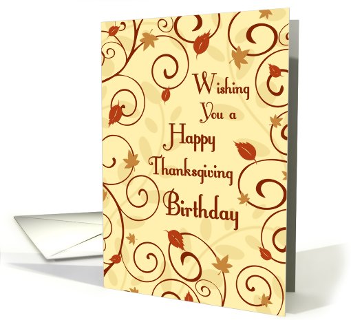 Thanksgiving Happy Birthday Card -  Fall Leaves card (706460)
