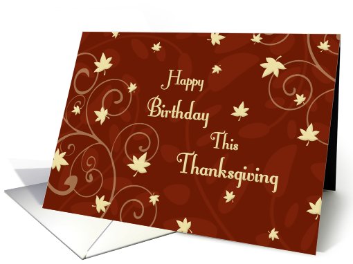 Thanksgiving Happy Birthday Card -  Fall Leaves card (706467)