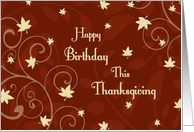 Thanksgiving Happy Birthday Card - Fall Leaves card