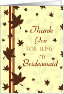 Thank You Bridesmaid Fall Wedding Card - Fall Leaves card