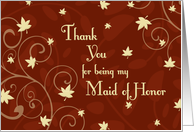 Thank You Maid of Honor Fall Wedding Card - Red Fall Leaves card