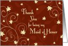 Thank You Maid of Honor Fall Wedding Card - Red Fall Leaves card