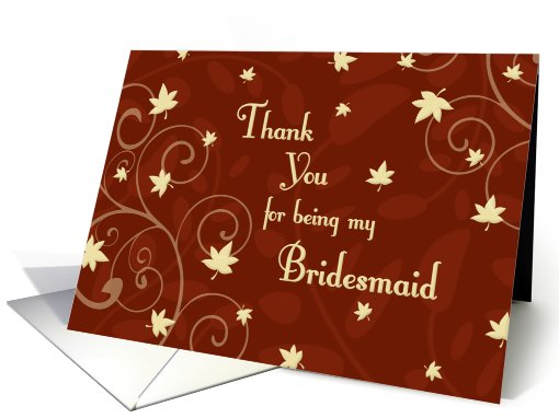 Thank You Bridesmaid Fall Wedding Card -  Red Fall Leaves card