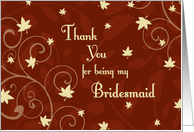 Thank You Bridesmaid Fall Wedding Card - Red Fall Leaves card