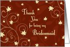 Thank You Bridesmaid Fall Wedding Card - Red Fall Leaves card
