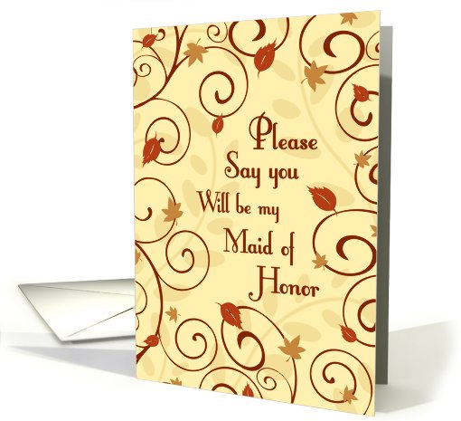 Maid of Honor Invitation Autumn Wedding Card - Fall Swirls... (707541)