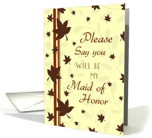 Maid of Honor Invitation Autumn Wedding Card -  Fall Leaves card