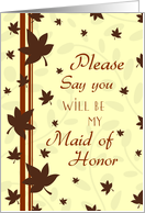 Maid of Honor Invitation Thanksgiving Wedding Card - Fall Leaves card