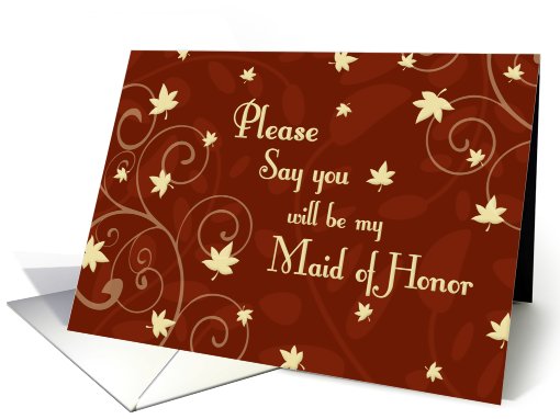 Maid of Honor Invitation Autumn Wedding Card - Fall Leaves... (708979)