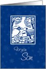 Merry Christmas for Son Card - Blue Snow Scene card