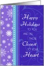 Happy Holidays Christmas Card - Purple & Blue Snowflakes card