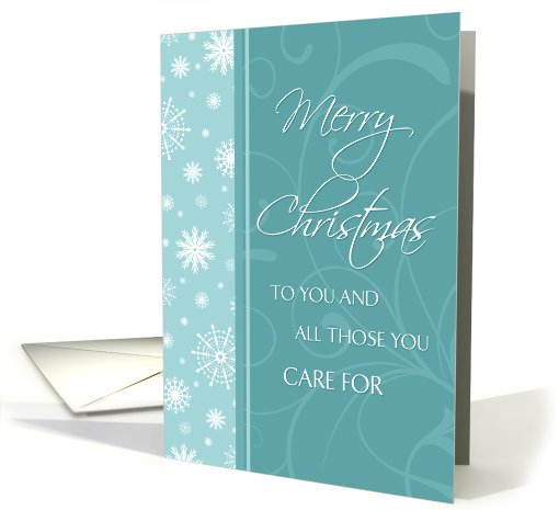 Merry Christmas Card - Turquoise & White Snowflakes card (712530)