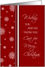 Merry Christmas Card - Red White Snowflakes card