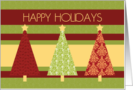 Happy Holidays Christmas Card - Patterned Christmas Trees card
