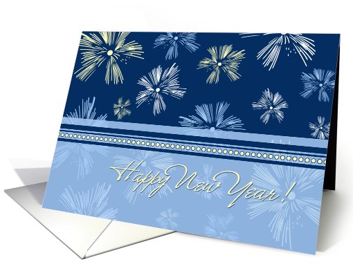 Happy New Year Card - Blue Yellow Fireworks card (714700)