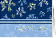 Happy New Year Card - Blue Yellow Fireworks card