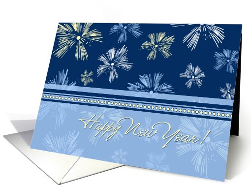 Business Happy New Year Card - Blue Yellow Fireworks card (714702)