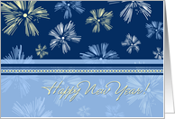Business Happy New Year Card - Blue Yellow Fireworks card