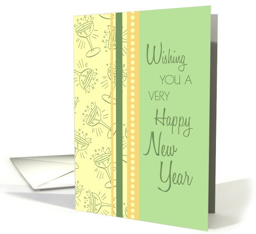 Happy New Year Card - Green, Yellow Orange Party Glasses card (716847)