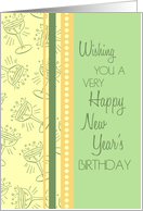Happy New Year’s Birthday Card - Green, Yellow Orange Party Glasses card