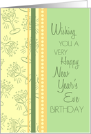 Happy New Year’s Eve Birthday Card - Green, Yellow Orange Party Glasses card
