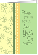 New Year’s Eve Party Invitation Card - Green, Yellow Orange Party Glasses card
