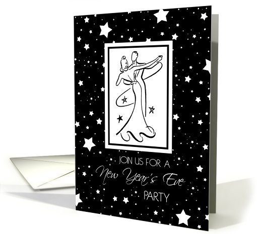 New Year's Eve Party Invitation Card - Black & White Stars card