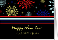 Business for Boss Happy New Year’s Card - Colorful Stripes card