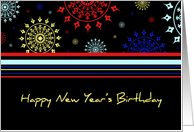 Happy New Year’s Birthday Card - Colorful Stripes card