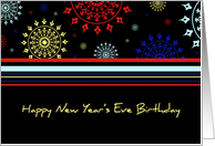 Happy New Year’s Eve Birthday Card - Colorful Stripes card