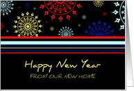 Happy New Year We’ve Moved Card - Colorful Stripes card