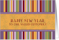 Business for Customer Happy New Year Card - Retro Stripes card